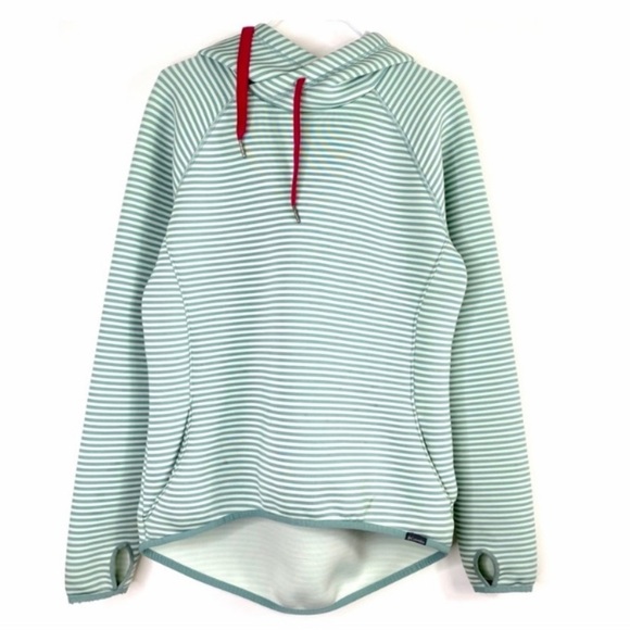 COLUMBIA Castella Strip Peak Fleece Lined Pullover Hoodie in Mint Green Size S - Picture 2 of 6
